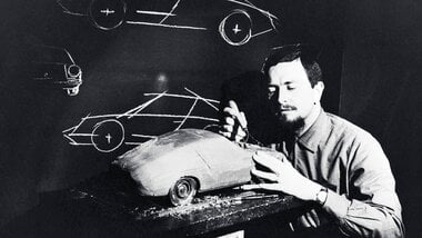 Ferdinand Alexander Porsche working on a scale model of a car in a design studio. | © Studio F. A. Porsche