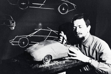 Ferdinand Alexander Porsche working on a scale model of a car in a design studio. | © Studio F. A. Porsche