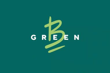 Graphic logo with the word 'GREEN' and a stylized leaf as the letter 'R' on a green background. | © Bründl Sports