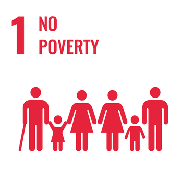 Icon representing Sustainable Development Goal 1: No Poverty, shown as a family with children. | © United Nations