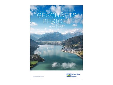 Annual report for 2024/2025 featuring a mountain lake and mountains in the background. | © Zell am See-Kaprun Tourismus