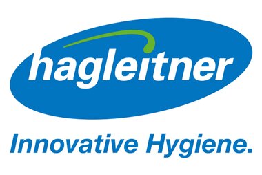 Hagleitner logo with the slogan 'Innovative Hygiene' on a blue background. | © Hagleitner